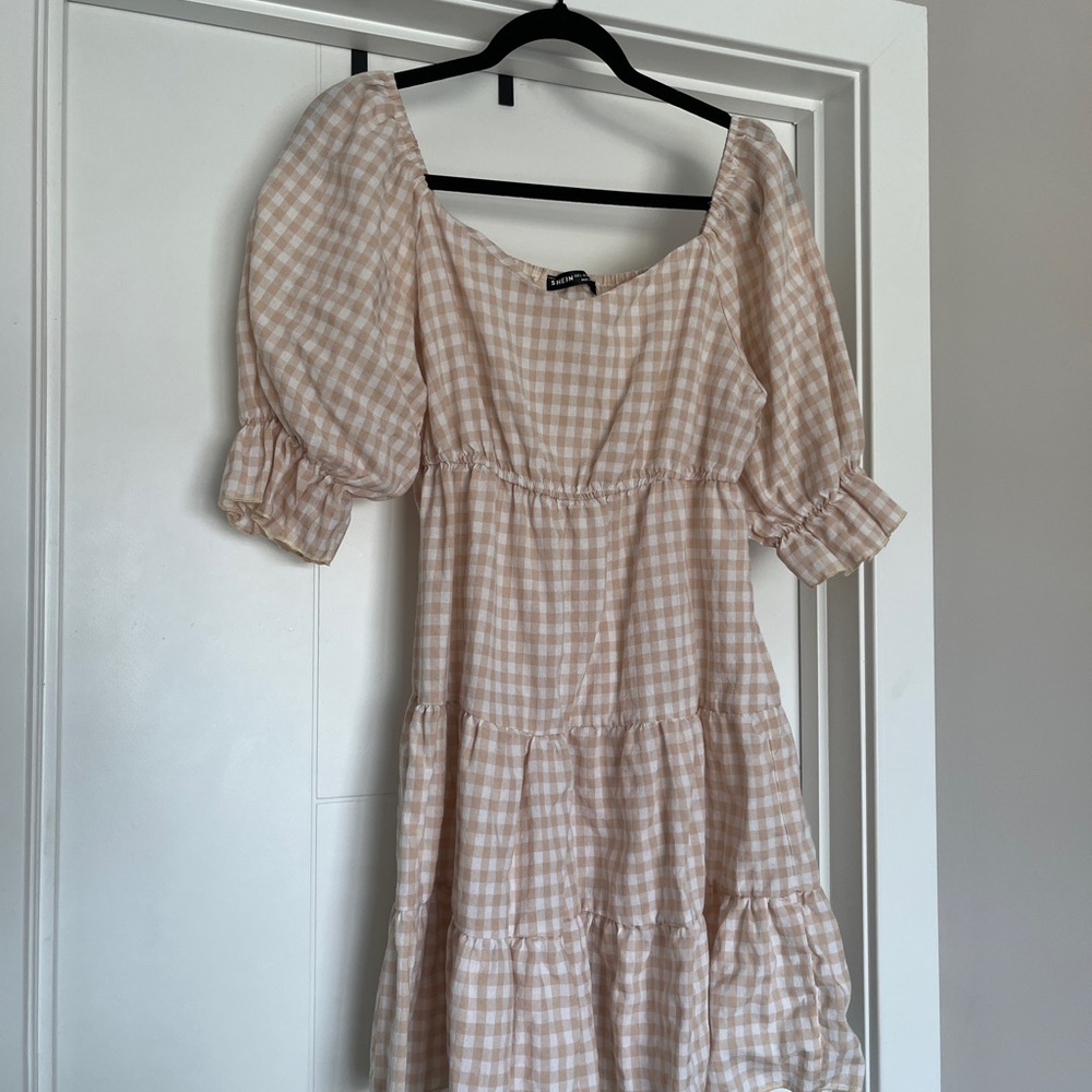 Gingham Puff Sleeve Dress